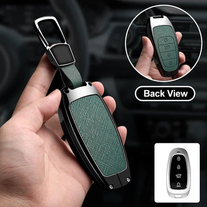 Zinc Alloy Leather Key Cover for Hyundai Santa Fe Tucson Solaris
