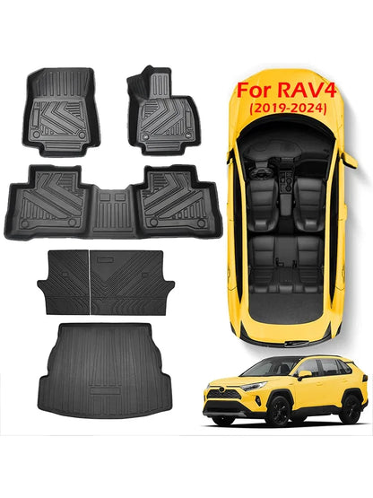 Toyota RAV4 TPE Floor Mats 2019-2024 All Weather Full Set - 6pcs full sets / Light Hand Drive