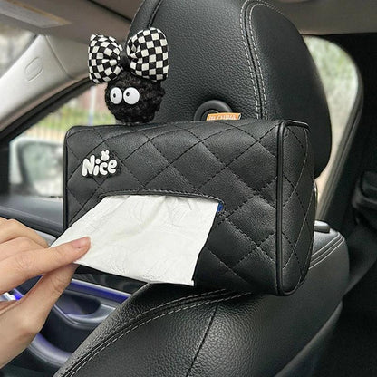 Leather Car Tissue Box Headrest Hanging Storage Bag Coal Ball Design