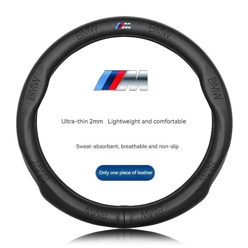 BMW Carbon Fiber Suede Leather Steering Wheel Cover for M Series X1 X3 X5 X6 E39 E46 E87 E90 E92 F10 F15 F25 F30 - BMW Black