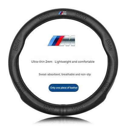 BMW Carbon Fiber Suede Leather Steering Wheel Cover for M Series X1 X3 X5 X6 E39 E46 E87 E90 E92 F10 F15 F25 F30 - BMW Black