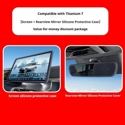 BYD Ti7 Silicone Screen Frame and Mirror Cover - Blue 2Pcs