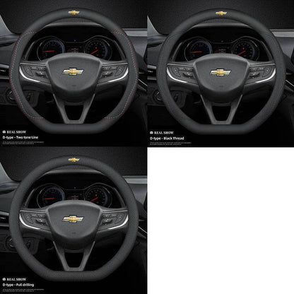 Chevrolet Leather Steering Wheel Cover – Fits Cruze, Camaro, Malibu, Silverado & More - DX-B