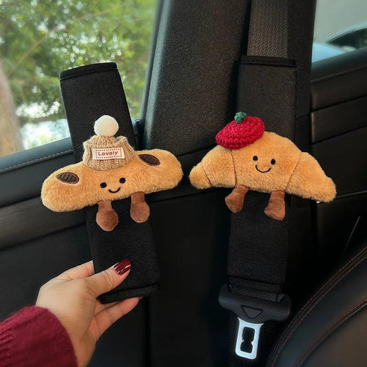 2pc Ice Silk Croissant Car Seat Belt Covers