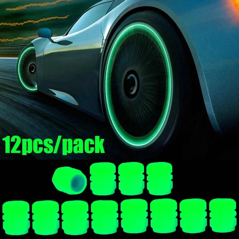 4/16pcs Luminous Valve Caps Car Fluorescent Tire Valves Cap Glow in The Dark Car Motorcycle Bike Wheel Plug Tyre Hub Cover Decor - Carmoods