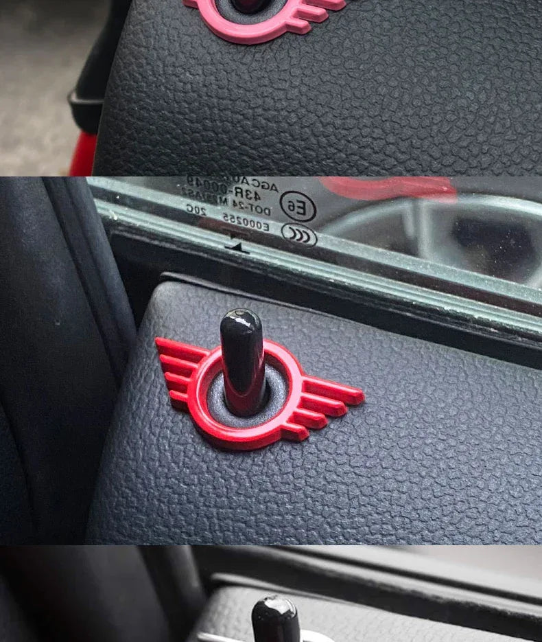 For MINI ONE Cooper S JCW R55 R56 R61 F54 F55 F56 F57 F60 Countryman Car Door Button Decoration Sticker Modification Accessories - red