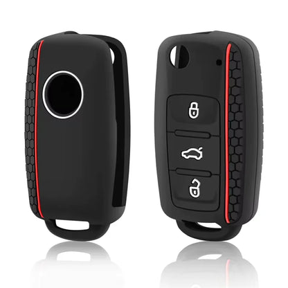 VW Golf, Skoda Superb & Seat Leon 3 Button Silicone Key Cover - Red