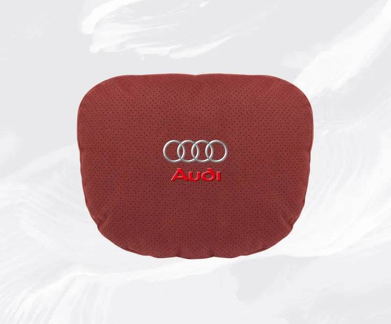 Suede Car Neck Pillow & Lumbar Support for Audi A3 A4 A5 A6 A7 A8 Q2 Q3 Q5 Q7 Q8 TT SQ5 Spine Protection - headrest 1pc brown