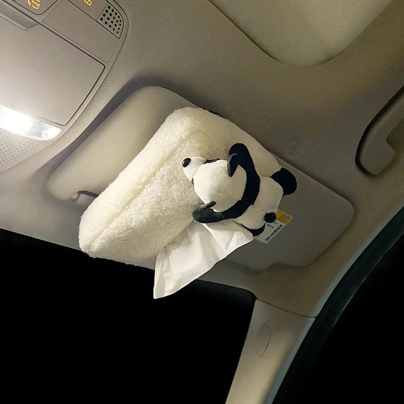 Panda Plush Car Tissue Box Holder