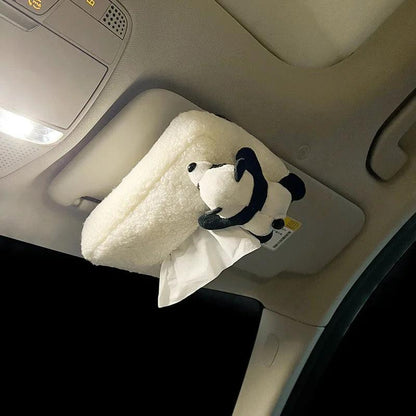Panda Plush Car Tissue Box Holder