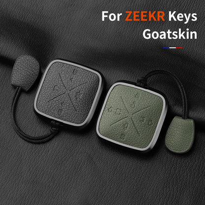 8 Button Aluminum Goatskin Key Case Cover for Zeekr X 001 009