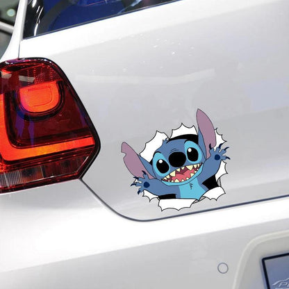 3D Stitch Broken Window Car Decal - Waterproof Auto Bumper Sticker