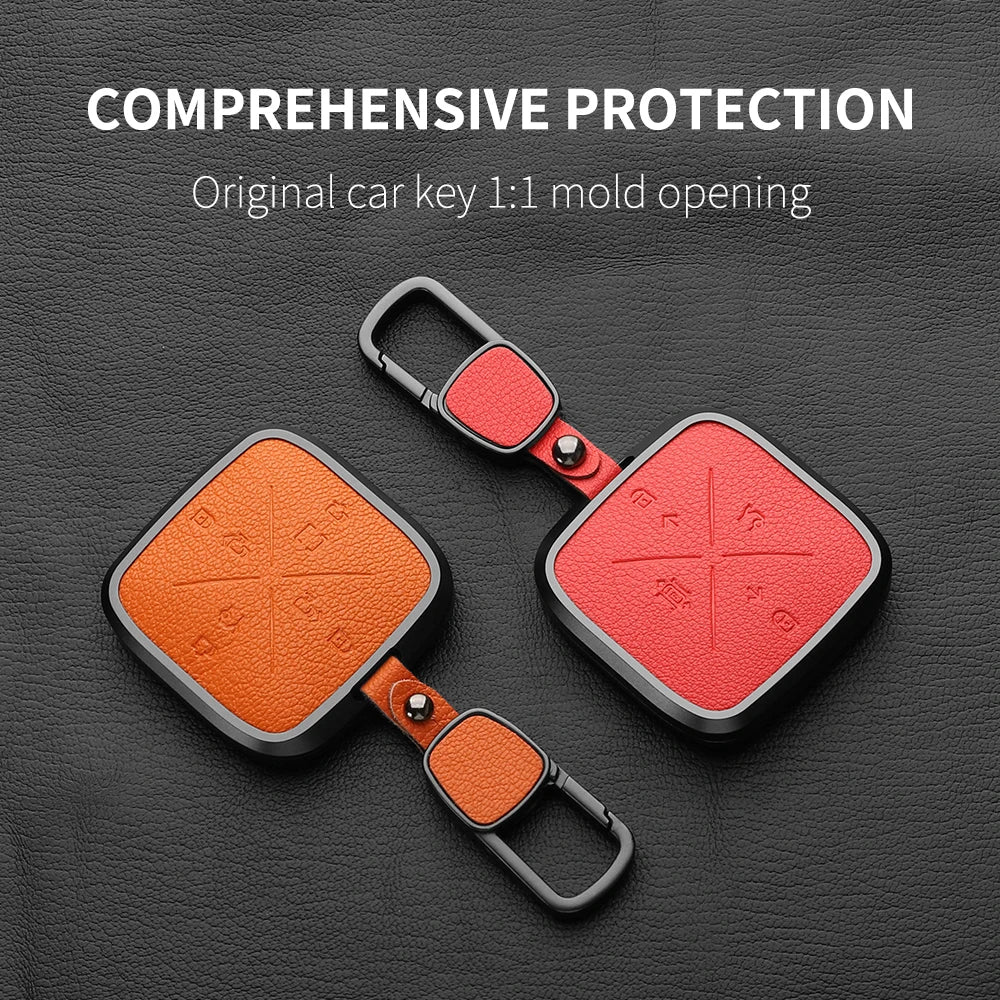 8 Button Aluminum Goatskin Key Case Cover for Zeekr X 001 009