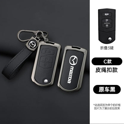 Genuine Leather Flip Key Case Cover for Mazda 2 3 5 6 8 CX5 CX7 CX9