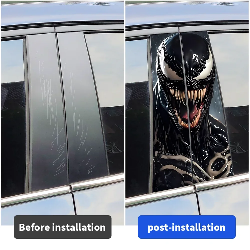 Venom Car Stickers – B-Pillar Center Column Vinyl Decals, Waterproof & Scratch-Proof - 1
