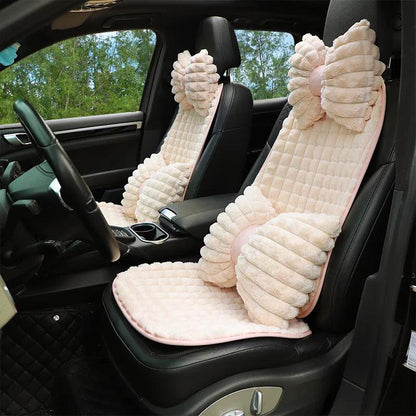 Cute Bow Car Neck Pillow Plush Headrest Cartoon Design Interior