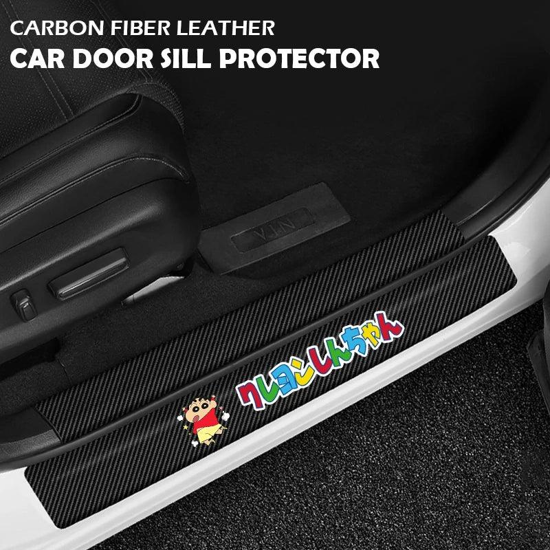 Carbon Fiber Car Door Sill Protector Stickers Anti-Scratch Threshold