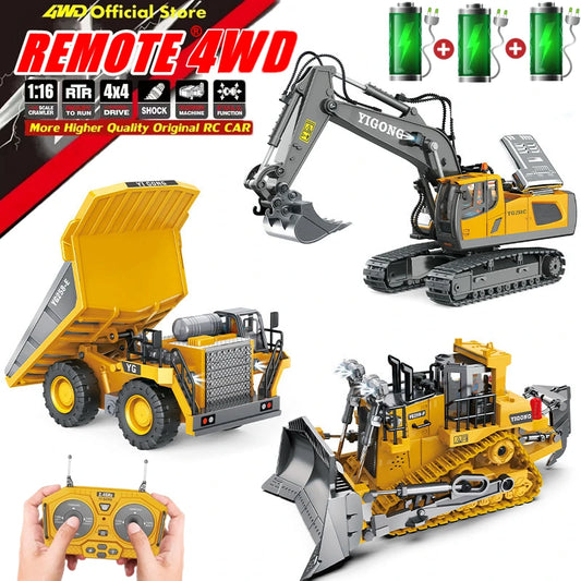4WD RC Excavator & Dump Truck – Remote Control Construction Vehicles - Dump 1Battery