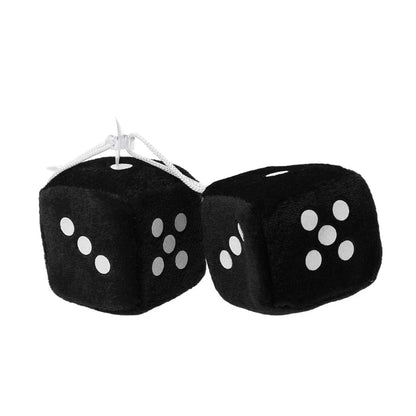 Fuzzy Dice Car Mirror Hanging Decoration – Soft Plush Rear View Ornament - White