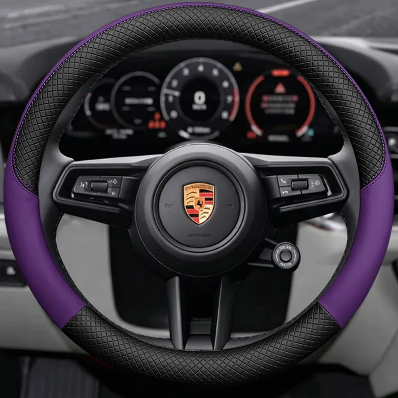 Porsche 8D Nappa Perforated Steering Wheel Cover - Round Shape / Purple