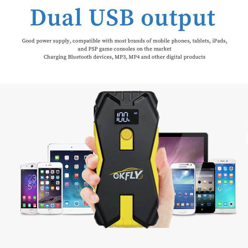 GKFLY 2000A Portable Car Jump Starter – 12V Battery Booster & Power Bank for Petrol & Diesel Vehicles - 