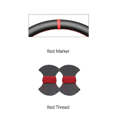 Dodge and RAM Hand-Stitched Steering Wheel Cover - Red Marker