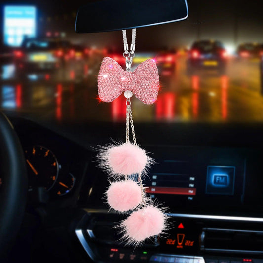 Diamond Crystal Bowknot Car Rearview Mirror Pendant Ornament