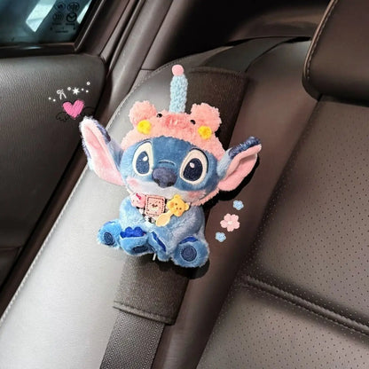 Stitch Car Seat Belt Shoulder Pads with Cute Doll Decoration