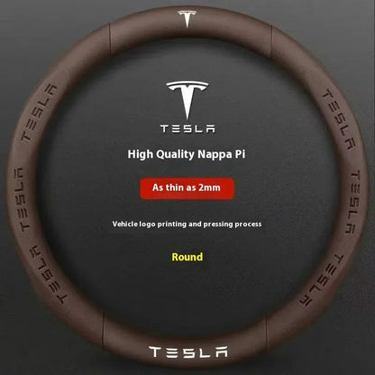 Tesla Carbon Fiber Leather Steering Wheel Cover