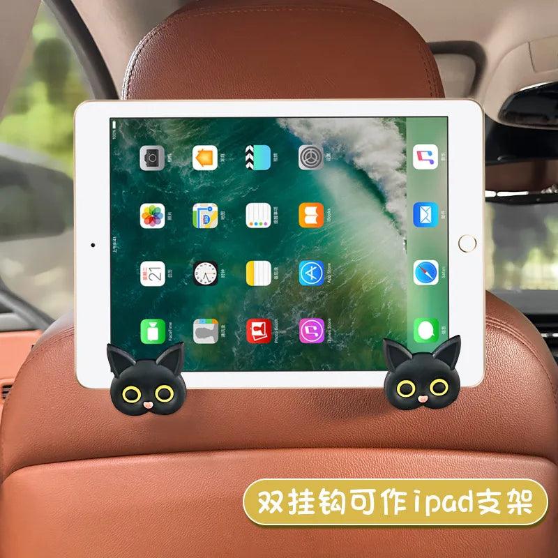 3D Cartoon Cat Car Headrest Hooks 2Pack Storage Organizer Rack