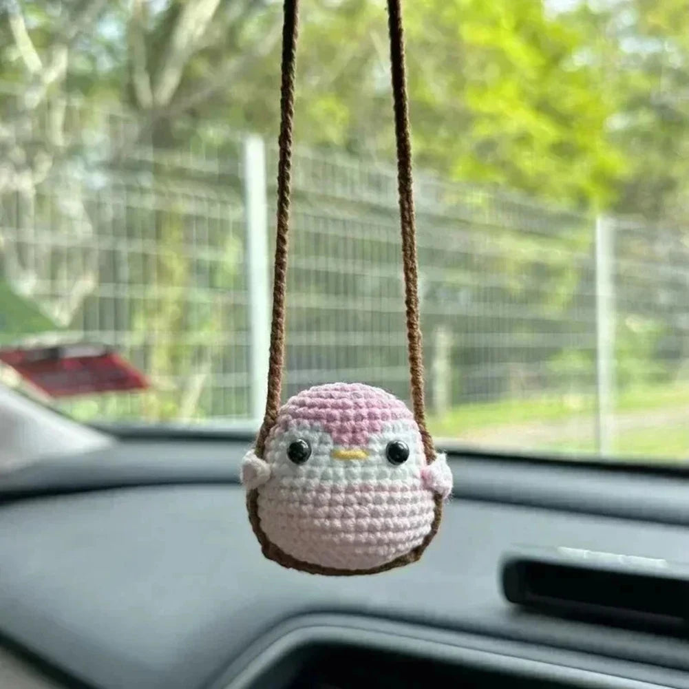 Crochet Animal Swing Car Mirror Pendant