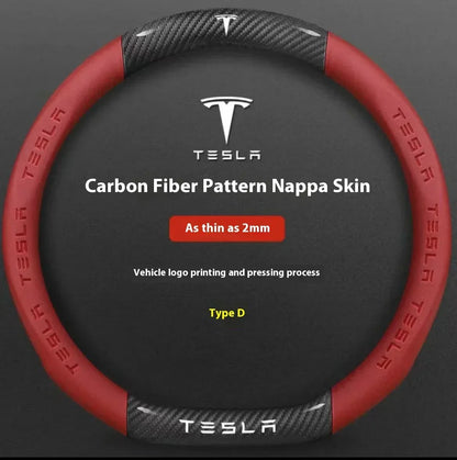 Tesla Carbon Fiber Leather Steering Wheel Cover