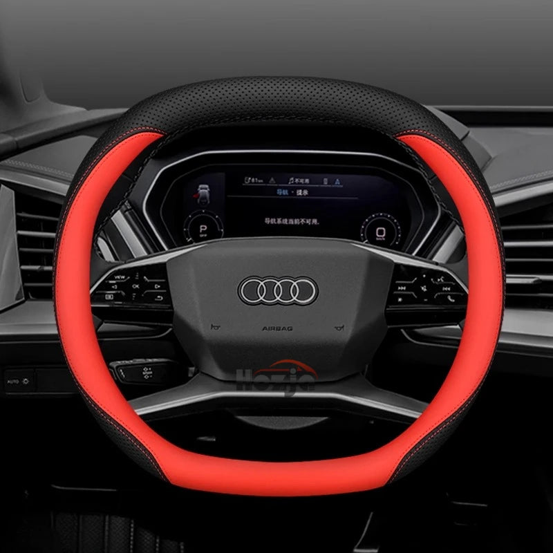 Leather Car Steering Wheel Cover for New Audi A3 8y Q7 q5 A5 B10 A1 rs3 s3 Sq5 Q8 Q4 Q3 A6 Etron 2025 Interior Accessories