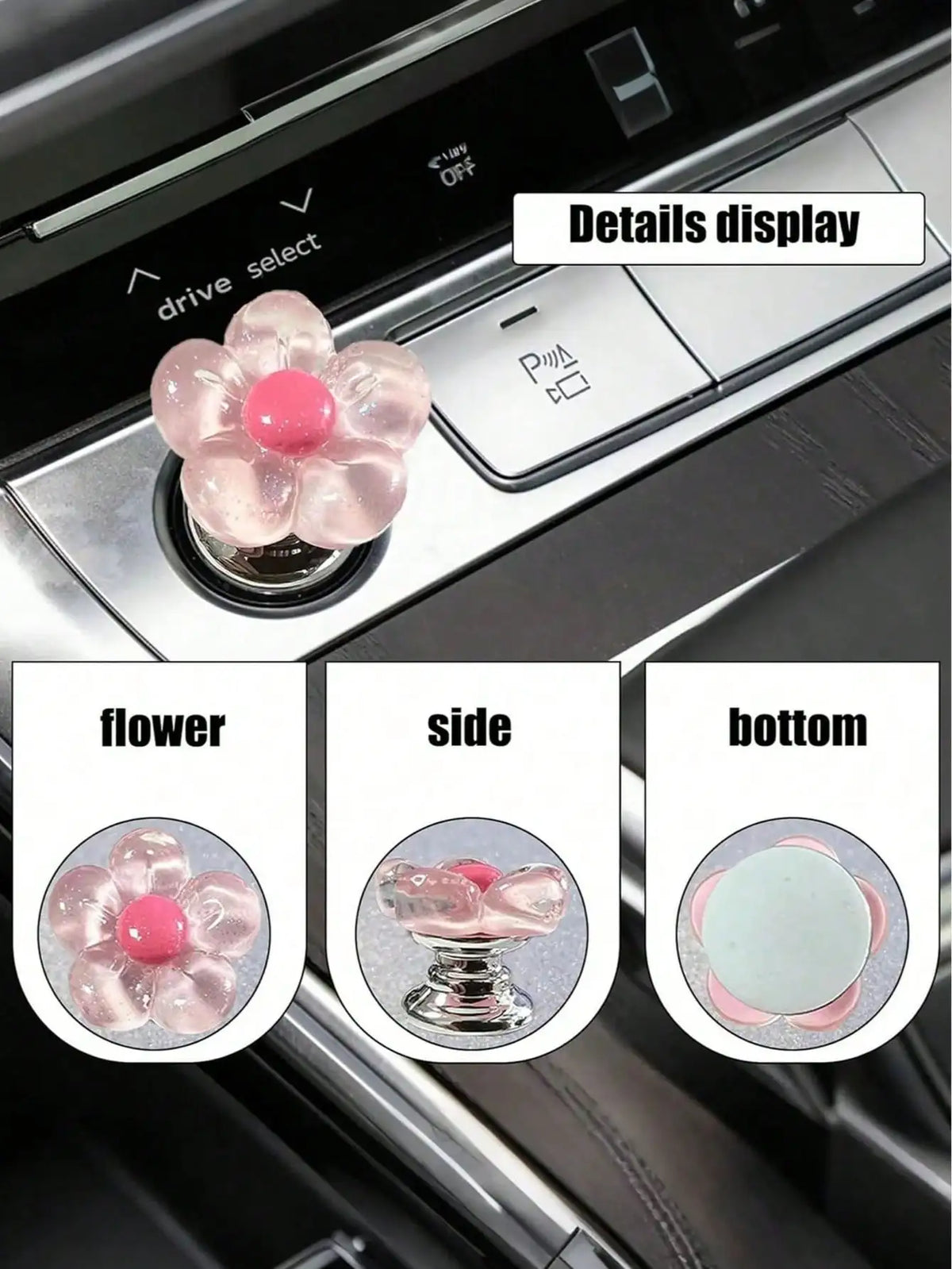 Resin Flower Car Start Button Cover – Cute Interior Decor