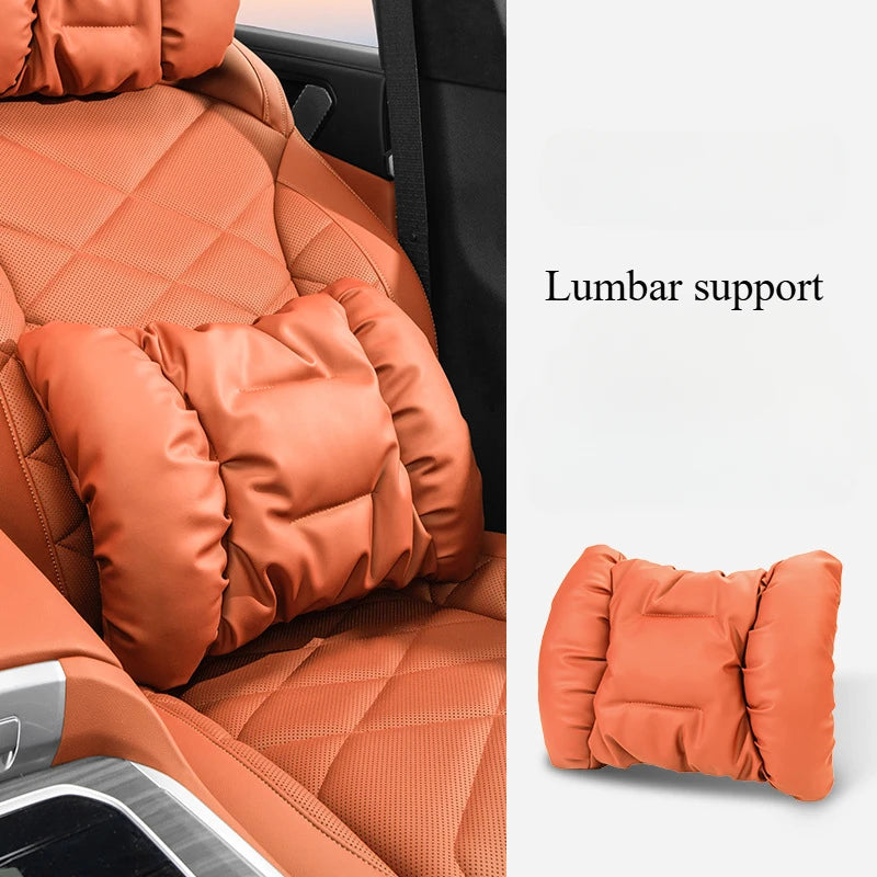Bubble Cotton Car Headrest and Waist Cushion Set with Anti-Stain Leather