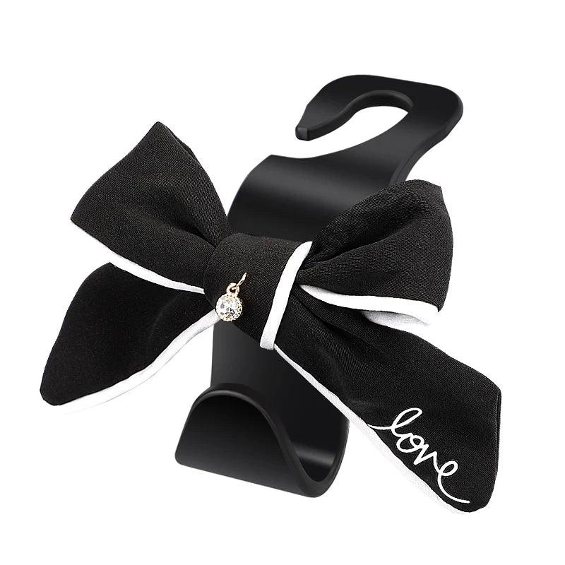 Diamond Bowknot Car Seat Headrest Hook Hanger Storage Organizer