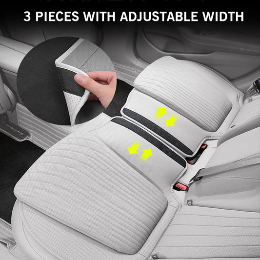 Tesla Car Seat Cushion – Nappa Leather, Breathable & Non-Slip Universal Four Seasons Pad - 1PC Black Front