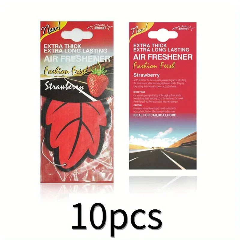 Leaf Shape Hanging Car Air Freshener - 10Pcs-strawberry