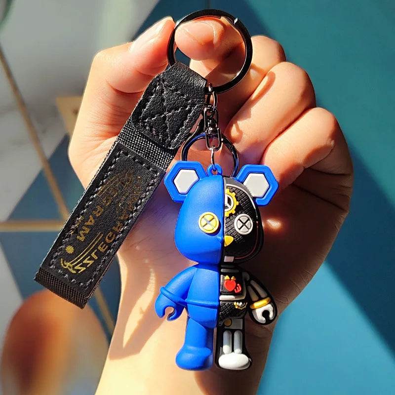 Mechanical Bear Keychain – Cute Cartoon Bag Pendant - Blue