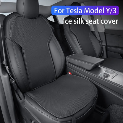 Tesla Ice Silk Seat Cushion | Model 3 & Y (2019–2025) Breathable Cover - T-M3Y-F01-white