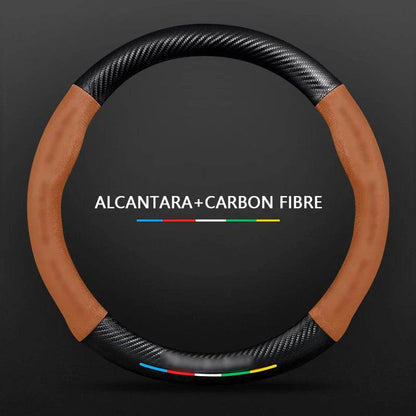 Mercedes Benz Carbon Fiber Leather Car Steering Wheel Cover - 