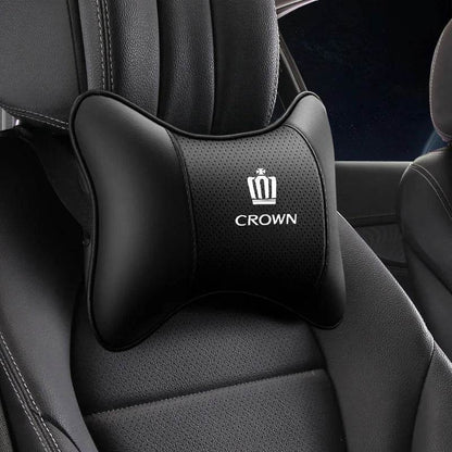 Toyota Crown Leather Car Headrest Neck Pillow - TZ-Mocha brown