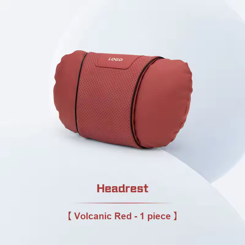 Customized Logo - Leather Car Seat Pillows - Headrest Red