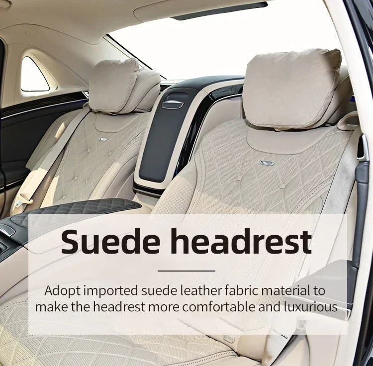 Maybach S-Class Breathable Soft Neck Headrest & Lumbar Support Pillow - Headrest Black