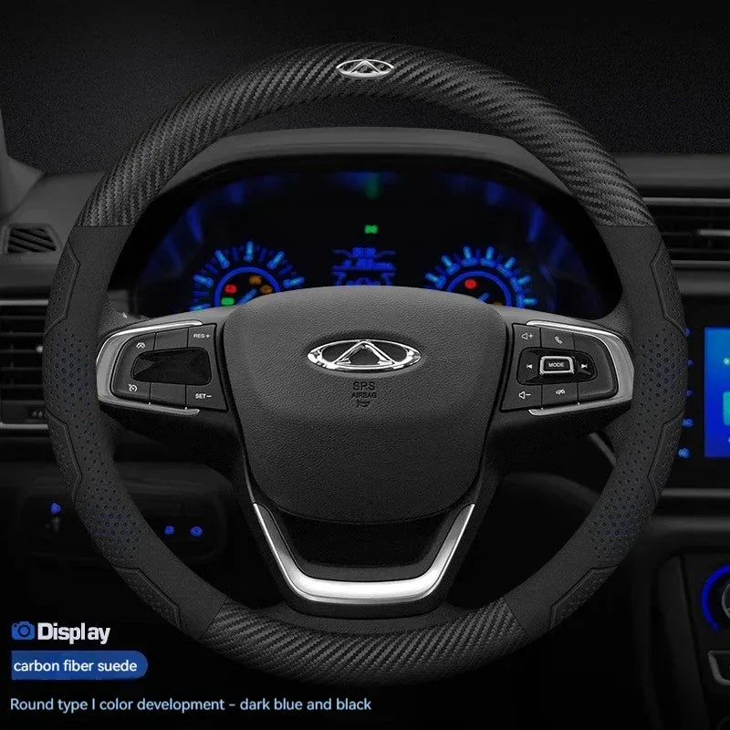 Chery Tiggo Karbonfiber Semsket Skinn Rattrekk