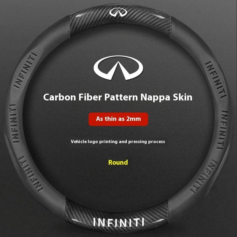 Infiniti Carbon Fiber Leather Steering Wheel Cover - O Carbon Fiber Black