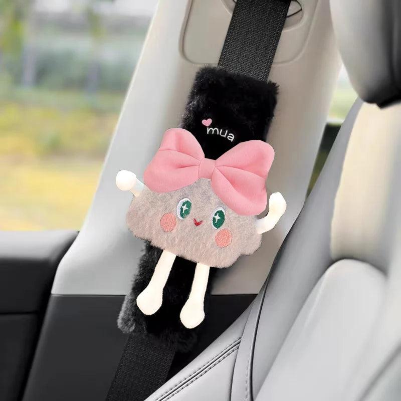 Plush Panda Car Seat Belt Covers 2pcs Auto Safety Shoulder Pads