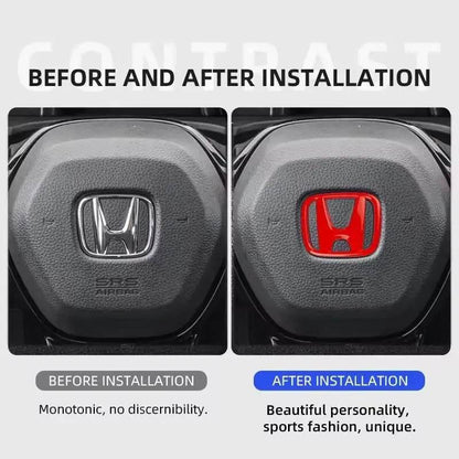 Honda 3D ABS Steering Wheel Emblem Sticker – Civic, HR-V, XR-V, UR-V, Freed, Stepwgn - Black