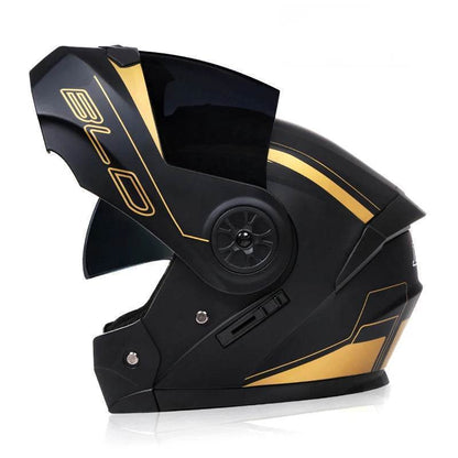 BLD Full Face Motorcycle Helmet – Dual Lens, Modular Flip-Up Casco for Men & Women - Matte black / M
