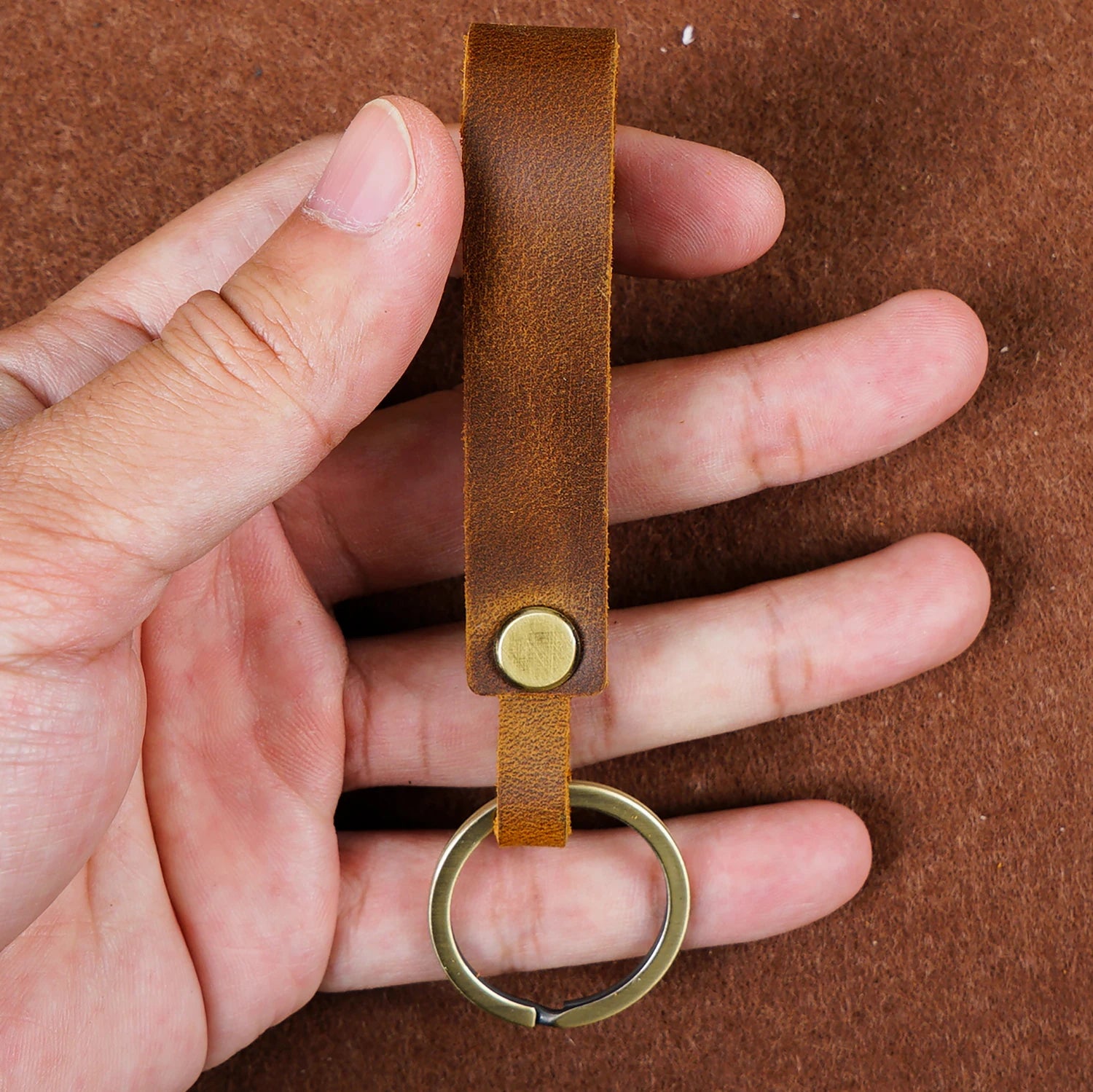 Top Grain Leather Keyring — Minimalist, 7 Colours